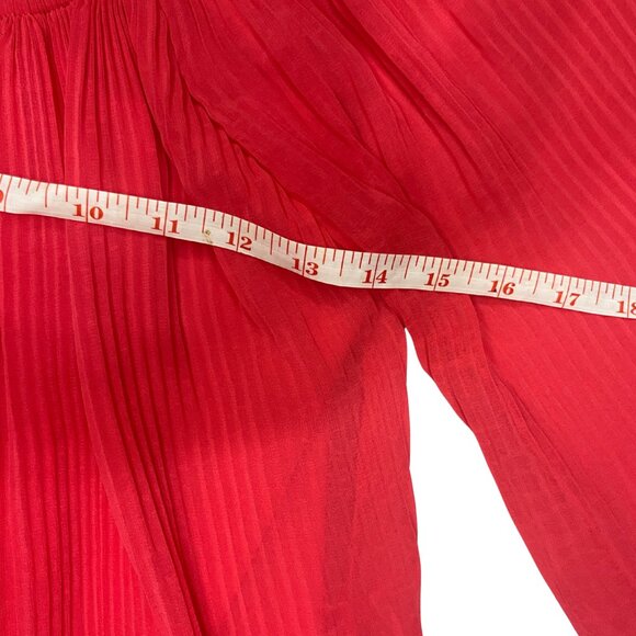 Solitaire Red Lace Boho Peasant Blouse Women’s Sz S Tunic 3/4 Sleeve Tassel Tie - Picture 5 of 11